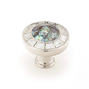 Schaub and Company - 655-PN - Fair Isle 1-1/2" Luxury Coastal Round Solid Brass Cabinet Knob with Mother of Pearl and Imperial Shell Inlays in Polished Nickel
