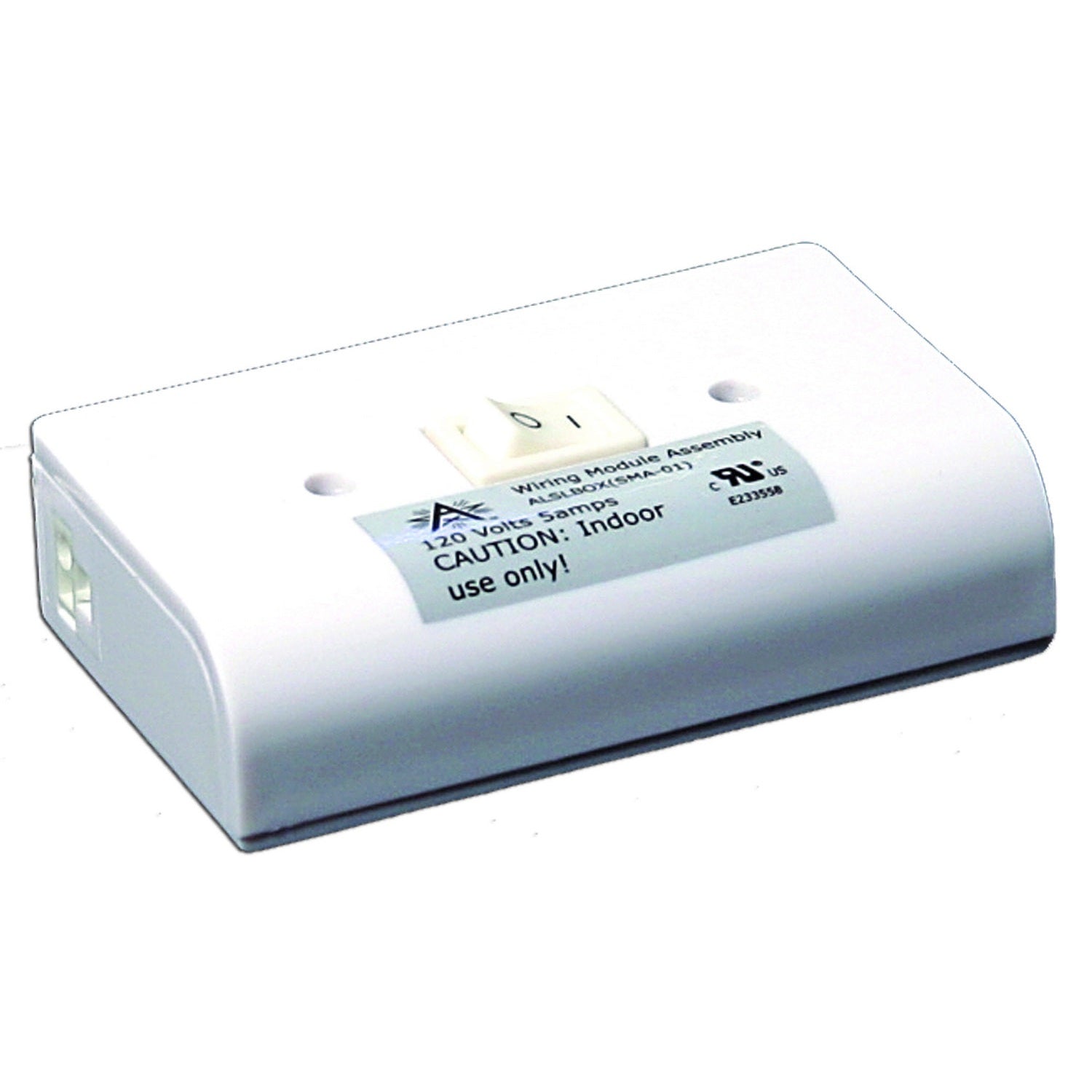American Lighting - ALSLBOX-WH-B - Puck Slim Line Hardwire Box Two Molex Outlets On/Off Switch - Undercab Hardwire Box - White