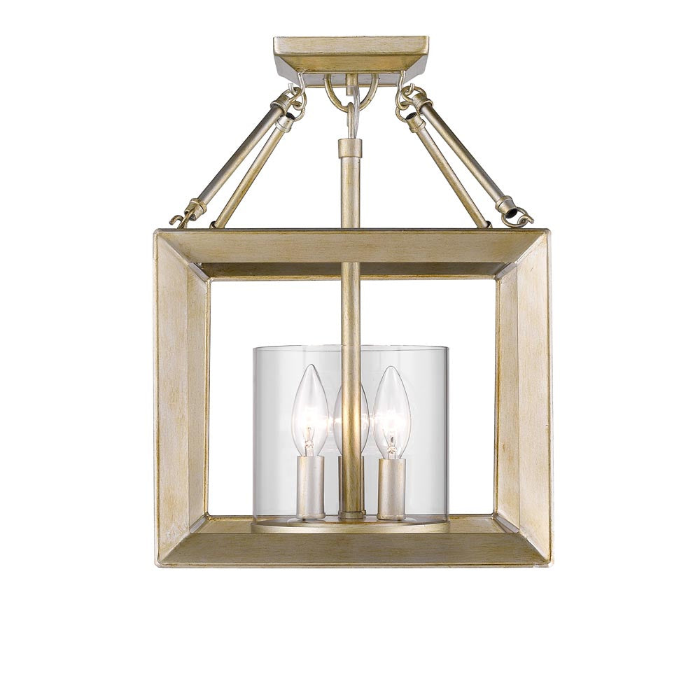 Golden - 2073-SF WG-CLR - Three Light Semi-Flush Mount - Smyth - White Gold