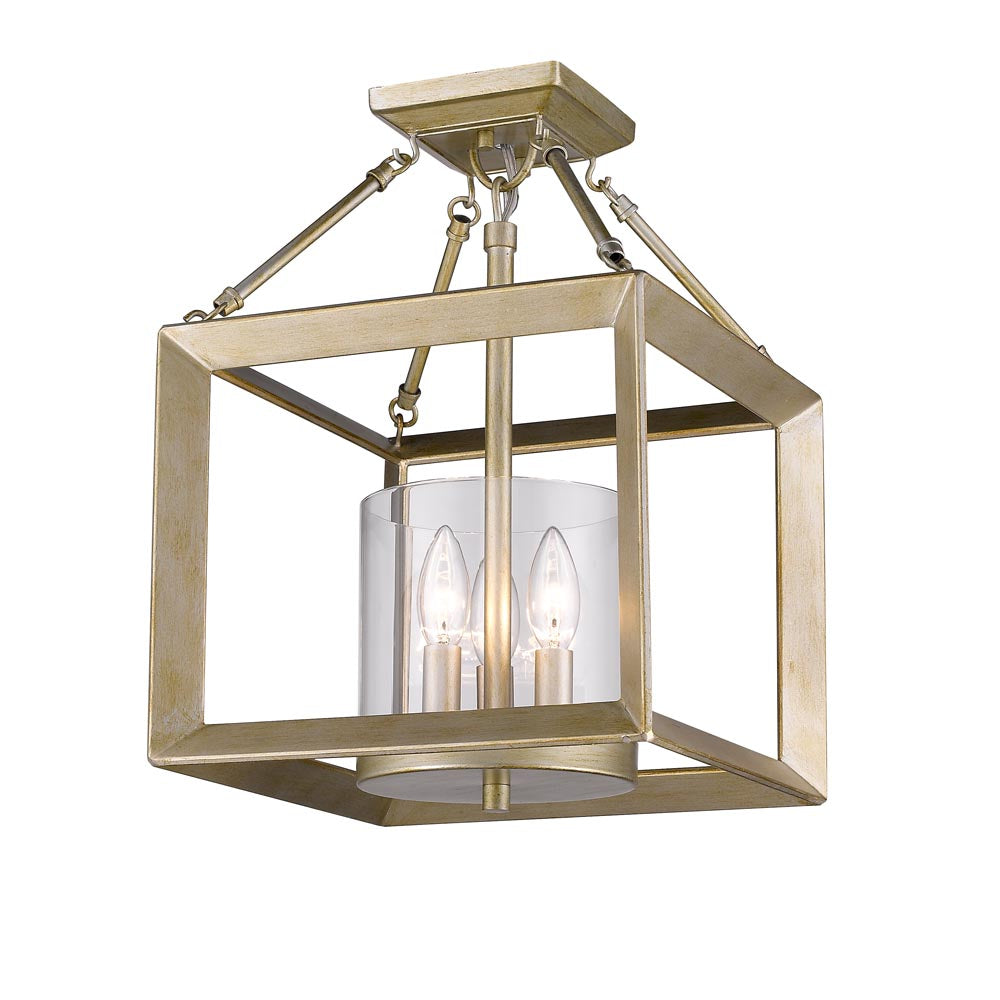 Golden - 2073-SF WG-CLR - Three Light Semi-Flush Mount - Smyth - White Gold