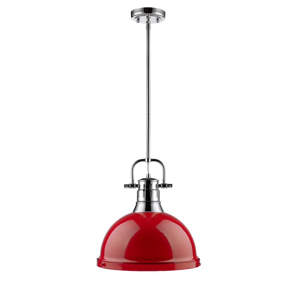 Golden - 3604-L CH-RD - One Light Pendant - Duncan - Chrome