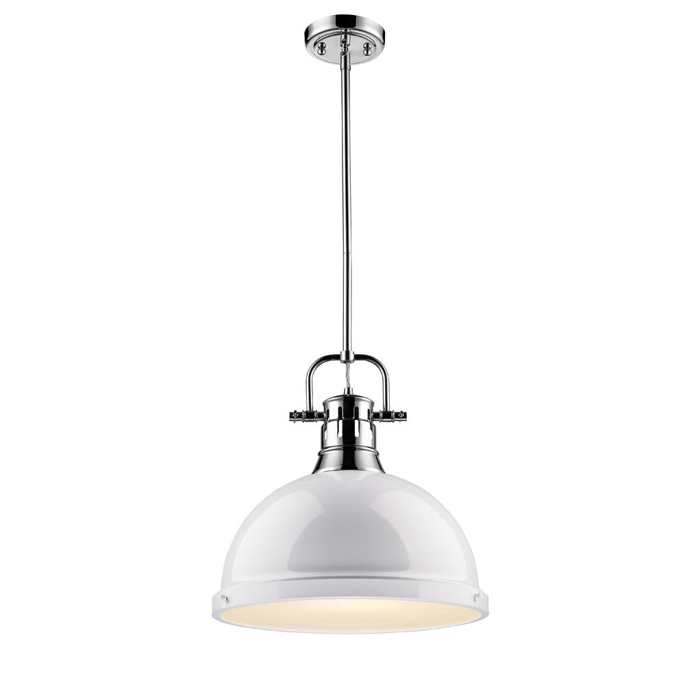 Golden - 3604-L CH-WH - One Light Pendant - Duncan - Chrome