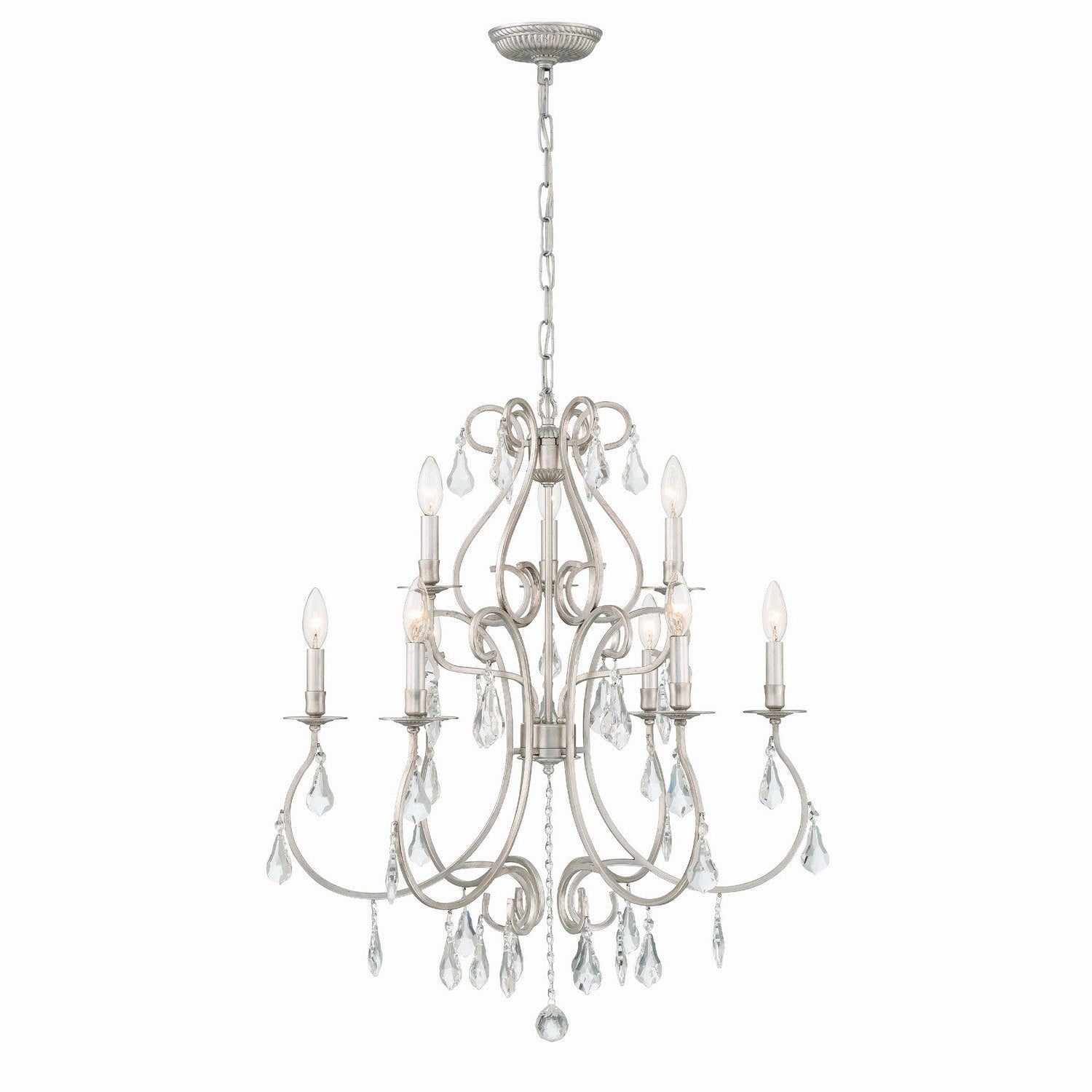 Crystorama - 5019-OS-CL-MWP - Nine Light Chandelier - Ashton - Olde Silver