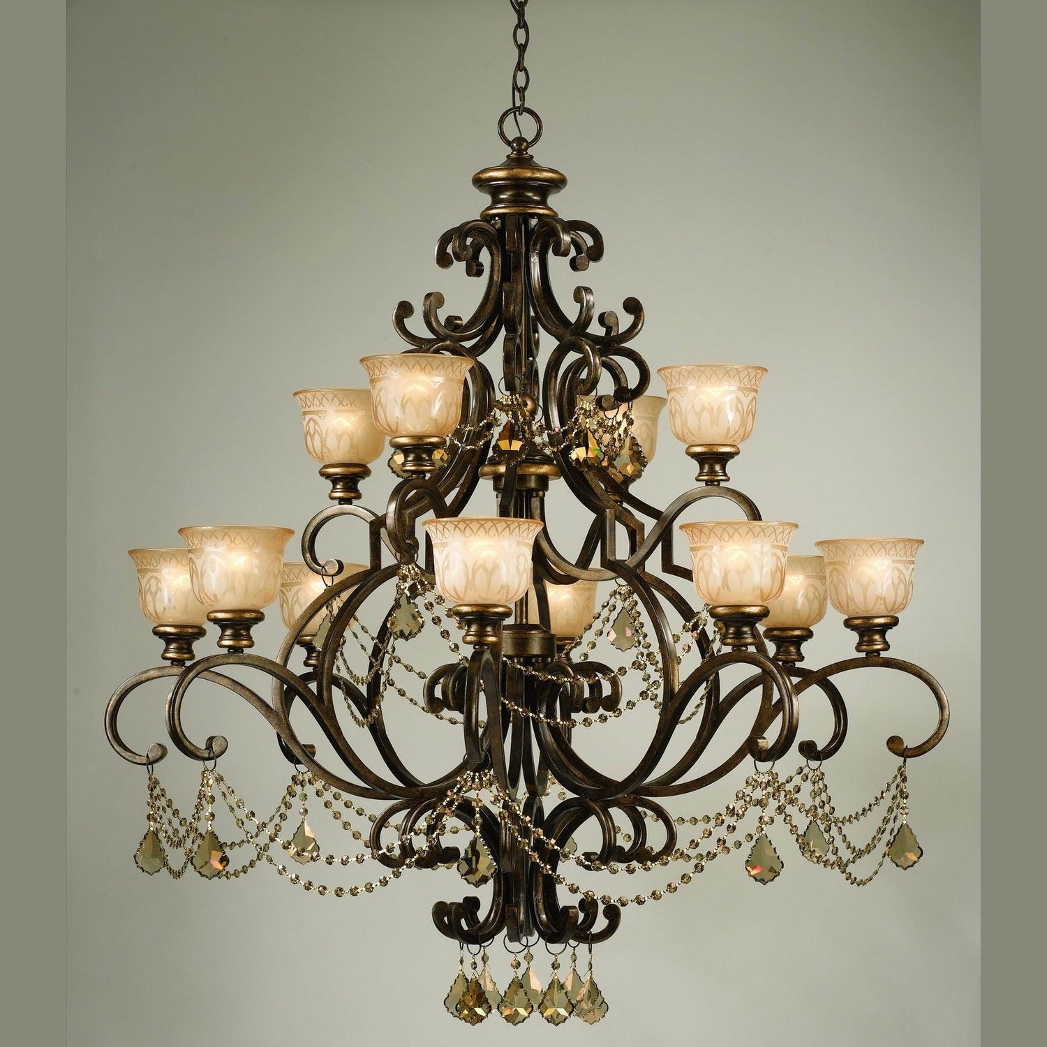 Crystorama - 7512-BU-GT-MWP - 12 Light Chandelier - Norwalk - Bronze Umber