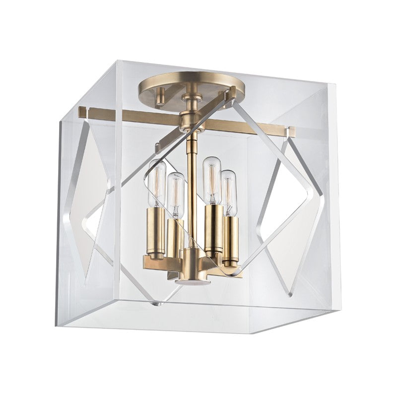 Hudson Valley - 5912F-AGB - Four Light Semi Flush Mount - Travis - Aged Brass