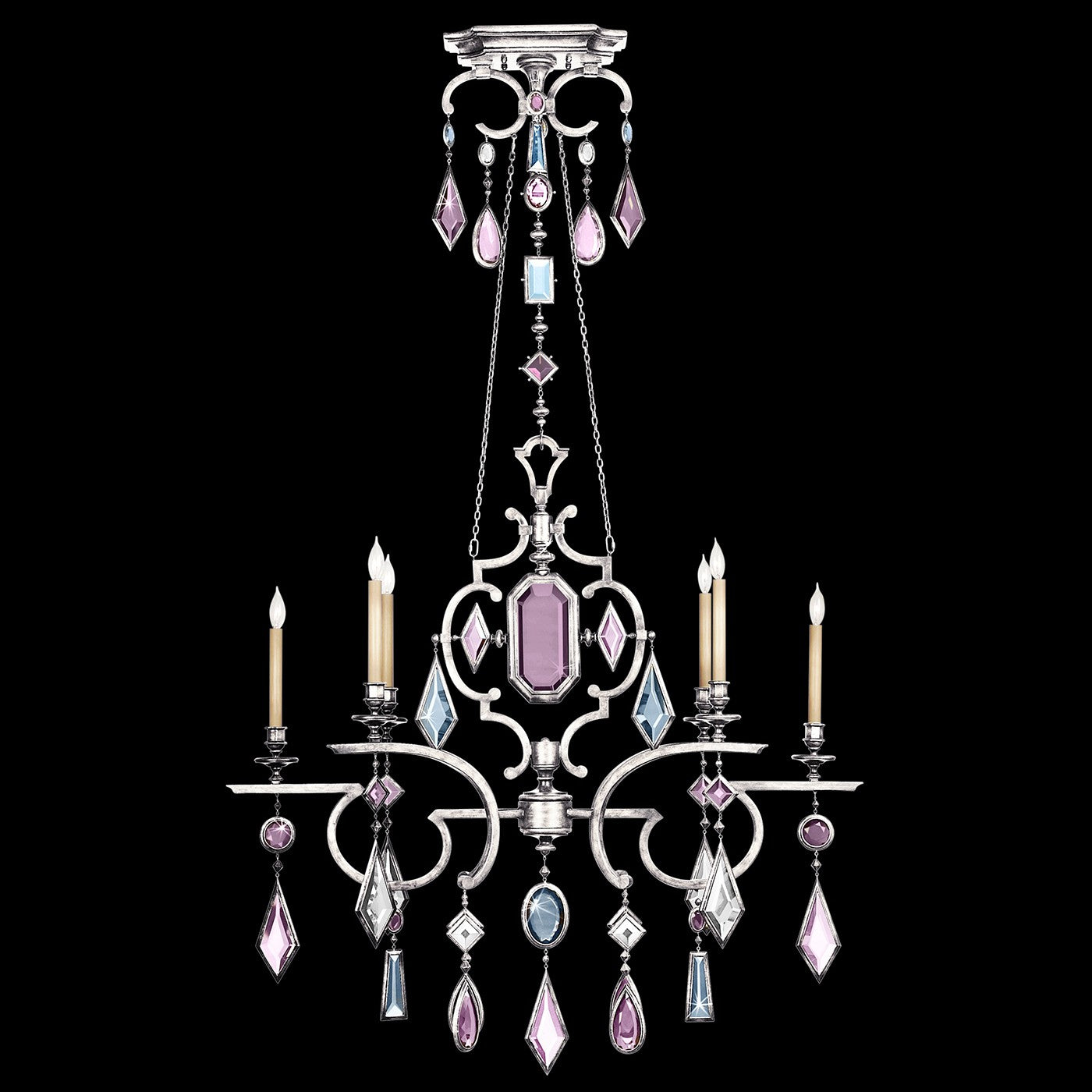 Fine Art Handcrafted Lighting - 725940-1ST - Six Light Chandelier - Encased Gems - Silver