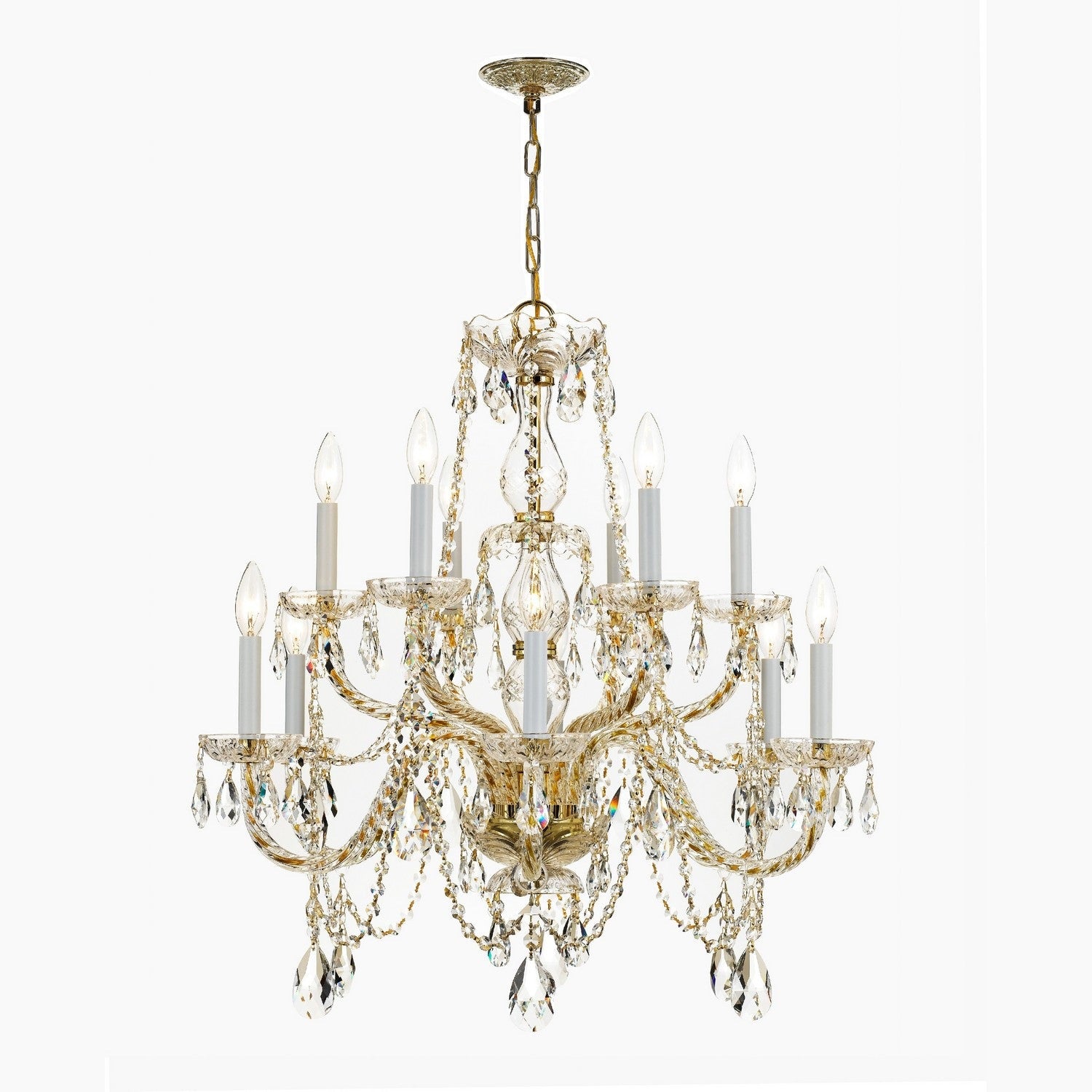 Crystorama - 1135-PB-CL-MWP - 12 Light Chandelier - Traditional Crystal - Polished Brass