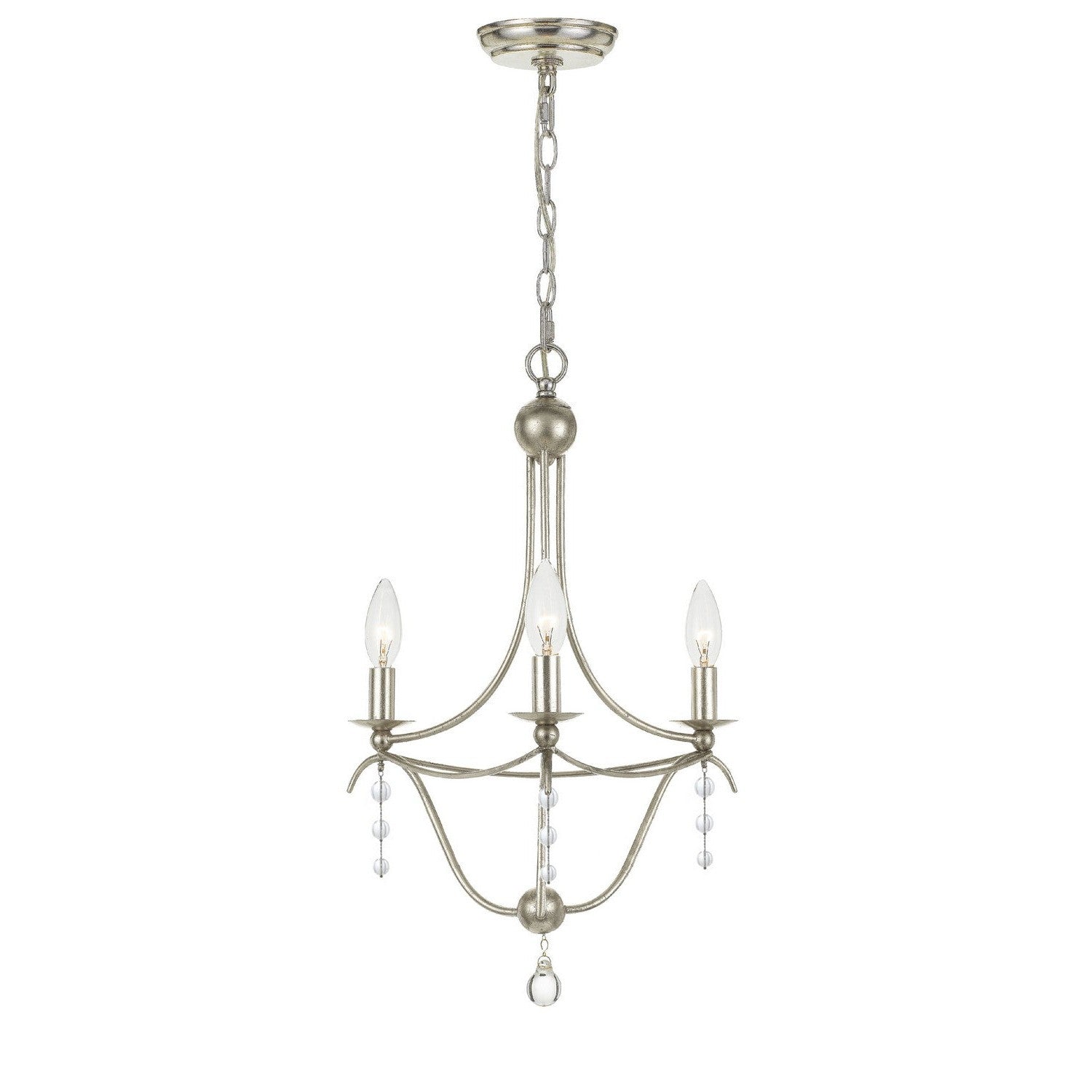 Crystorama - 433-SA - Three Light Mini Chandelier - Metro - Antique Silver
