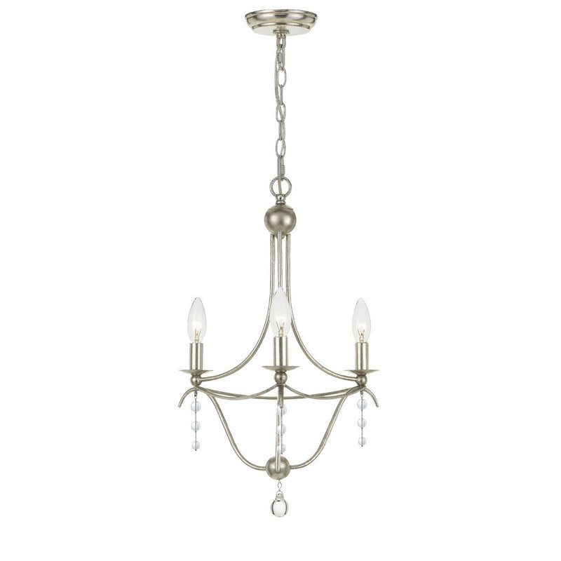 Crystorama - 433-SA - Three Light Mini Chandelier - Metro - Antique Silver