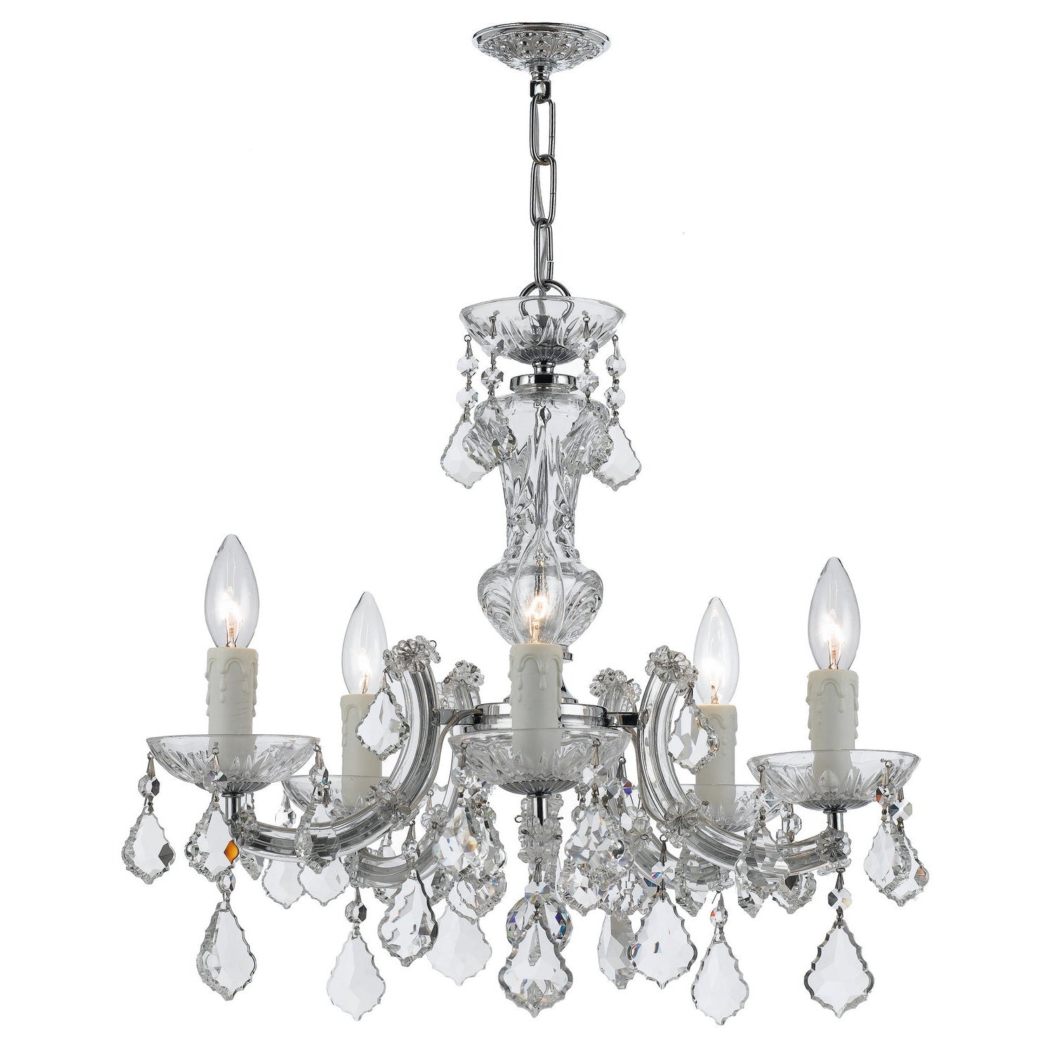 Crystorama - 4376-CH-CL-MWP - Five Light Mini Chandelier - Maria Theresa - Polished Chrome