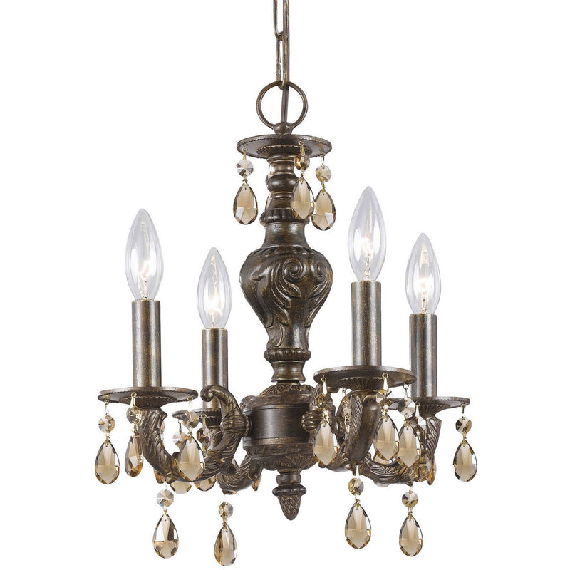 Crystorama - 5024-VB-GT-MWP - Four Light Mini Chandelier - Paris Market - Venetian Bronze