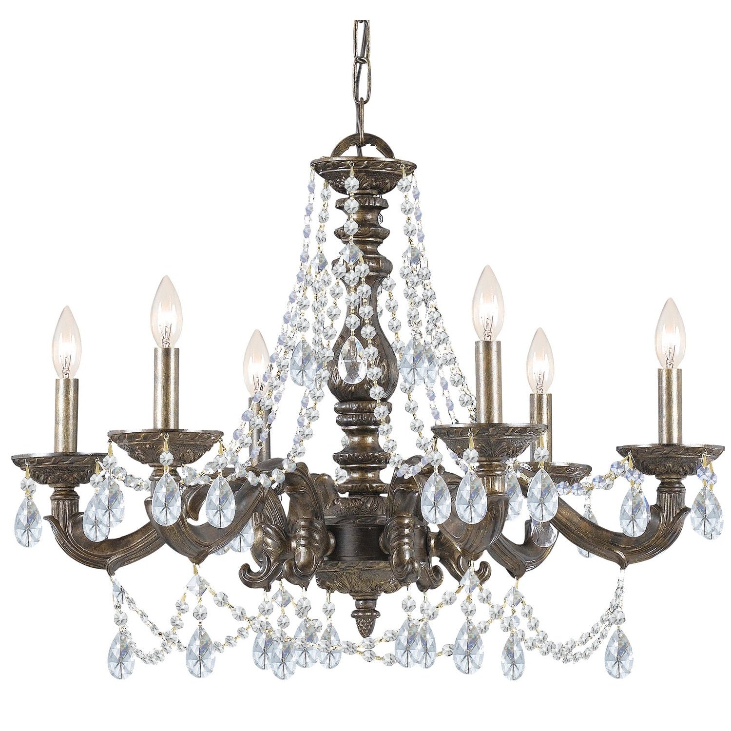 Crystorama - 5026-VB-CL-SAQ - Six Light Chandelier - Paris Market - Venetian Bronze