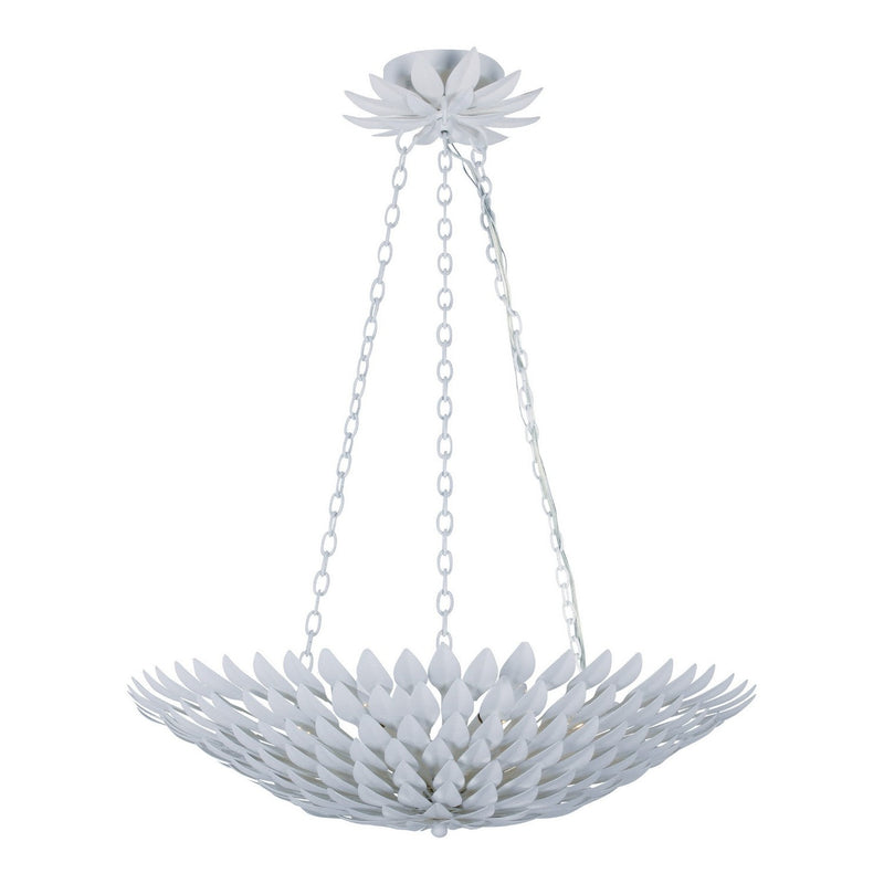 Crystorama - 517-MT - Six Light Chandelier - Broche - Matte White