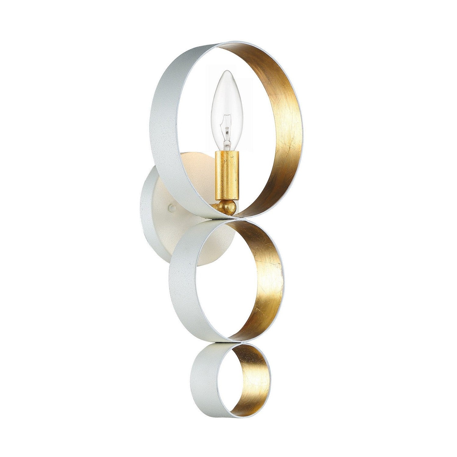 Crystorama - 581-MT-GA - One Light Wall Sconce - Luna - Matte White + Antique Gold