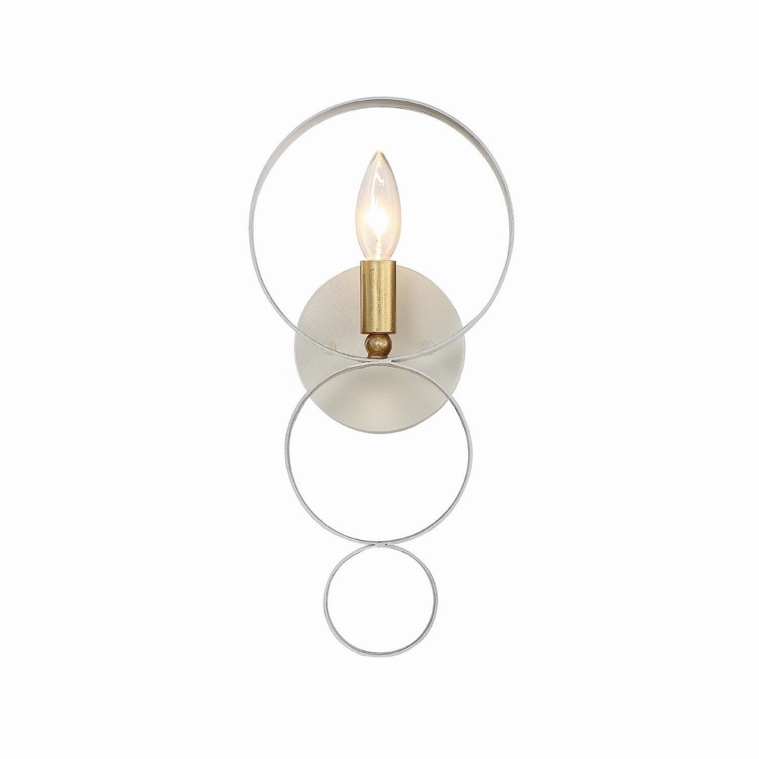 Crystorama - 581-MT-GA - One Light Wall Sconce - Luna - Matte White + Antique Gold