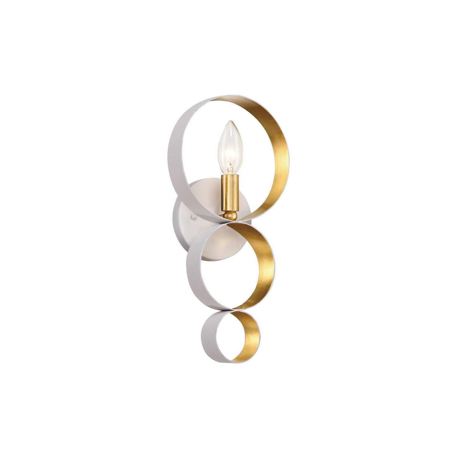 Crystorama - 581-MT-GA - One Light Wall Sconce - Luna - Matte White + Antique Gold