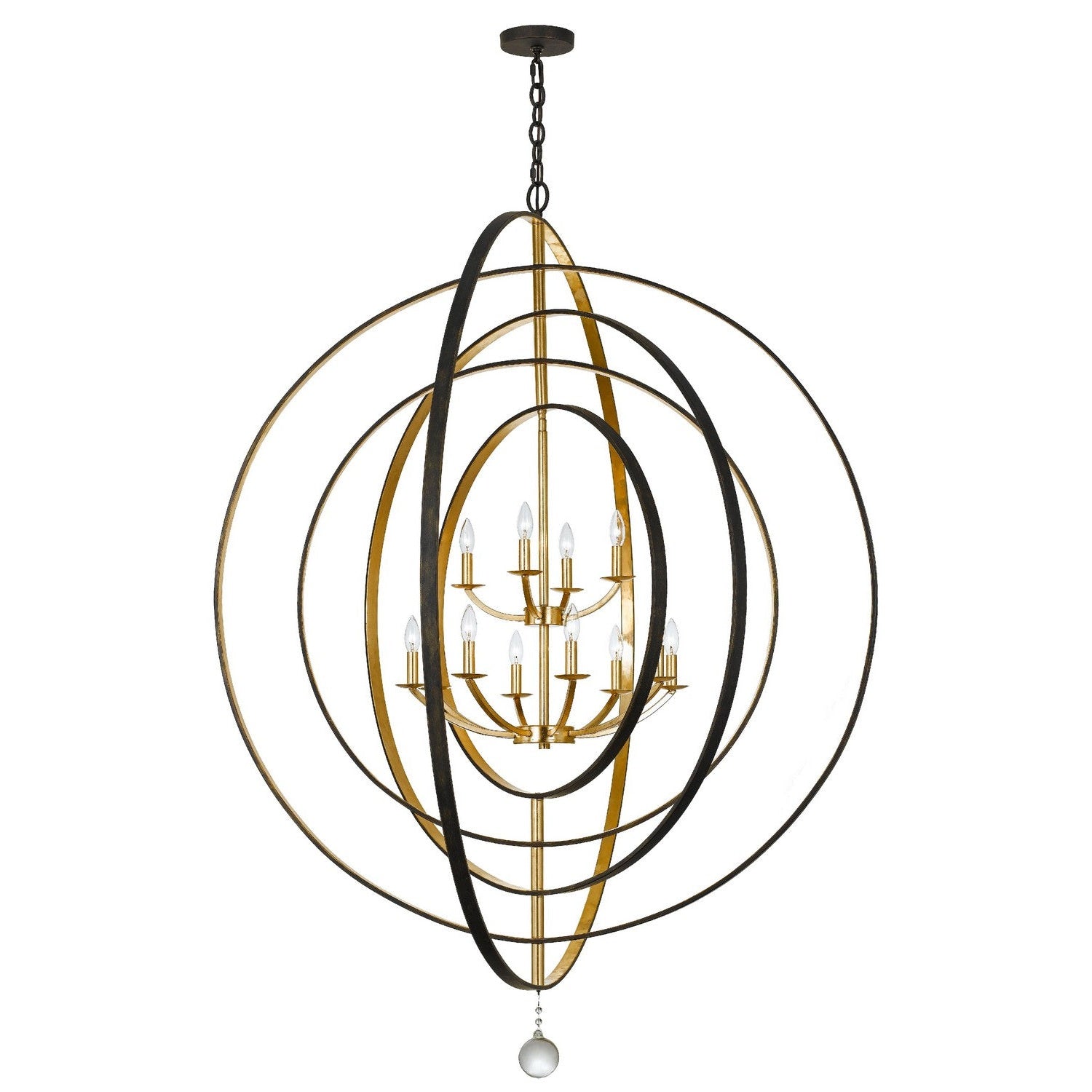 Crystorama - 590-EB-GA - 12 Light Chandelier - Luna - English Bronze + Antique Gold