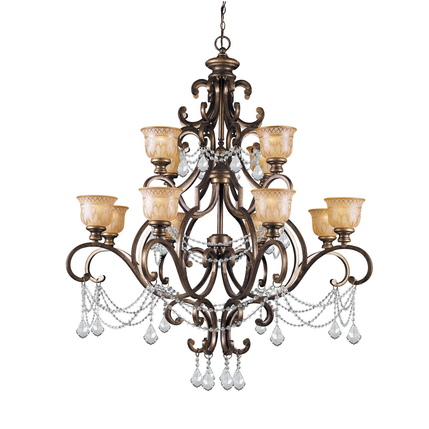 Crystorama - 7512-BU-CL-SAQ - 12 Light Chandelier - Norwalk - Bronze Umber
