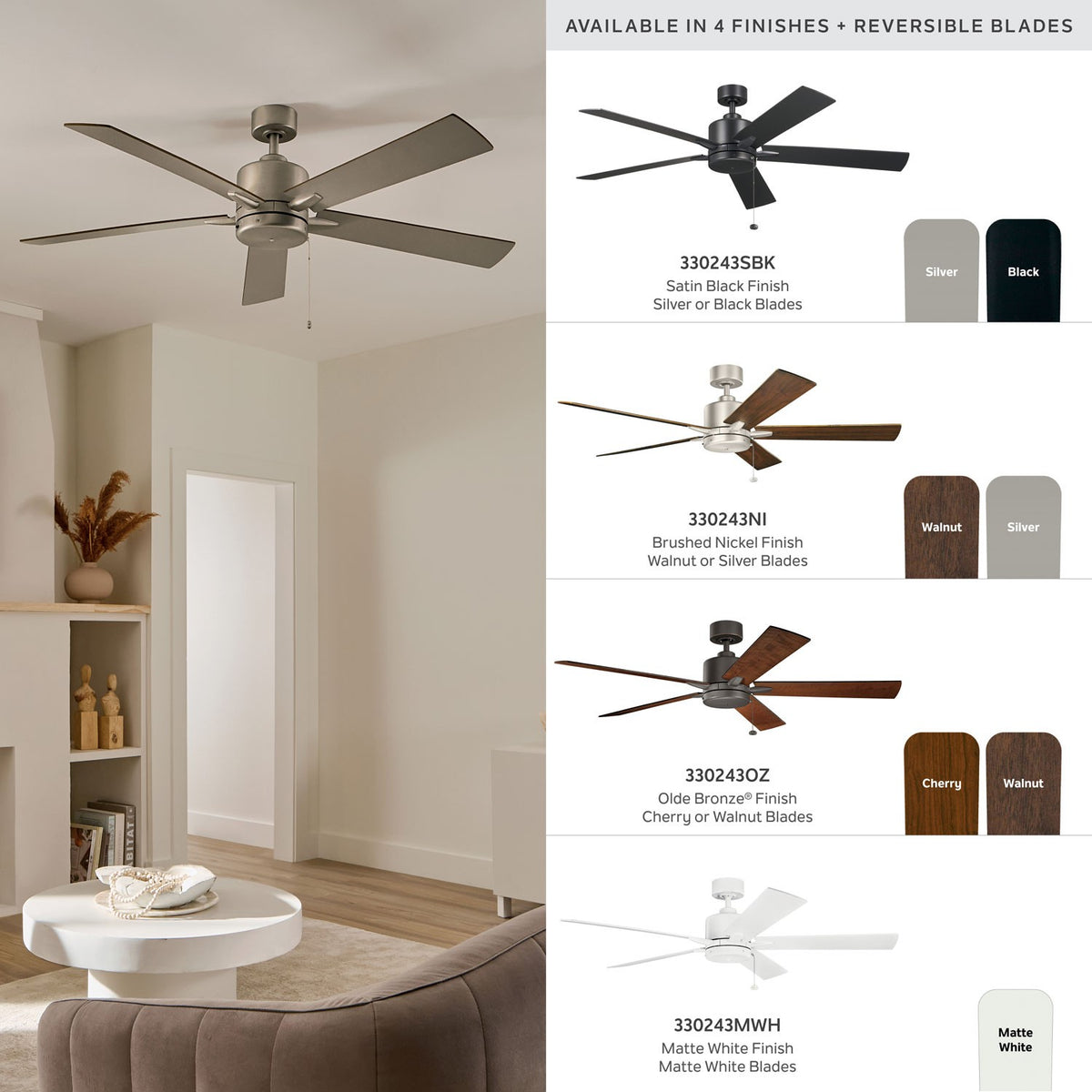 Kichler - 330243NI - 60"Ceiling Fan - Lucian II - Brushed Nickel
