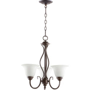 Quorum - 6010-3-186 - Three Light Chandelier - Spencer - Oiled Bronze w/ Satin Opal