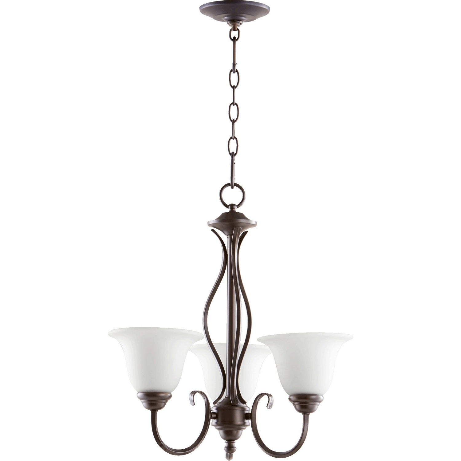 Quorum - 6010-3-186 - Three Light Chandelier - Spencer - Oiled Bronze w/ Satin Opal