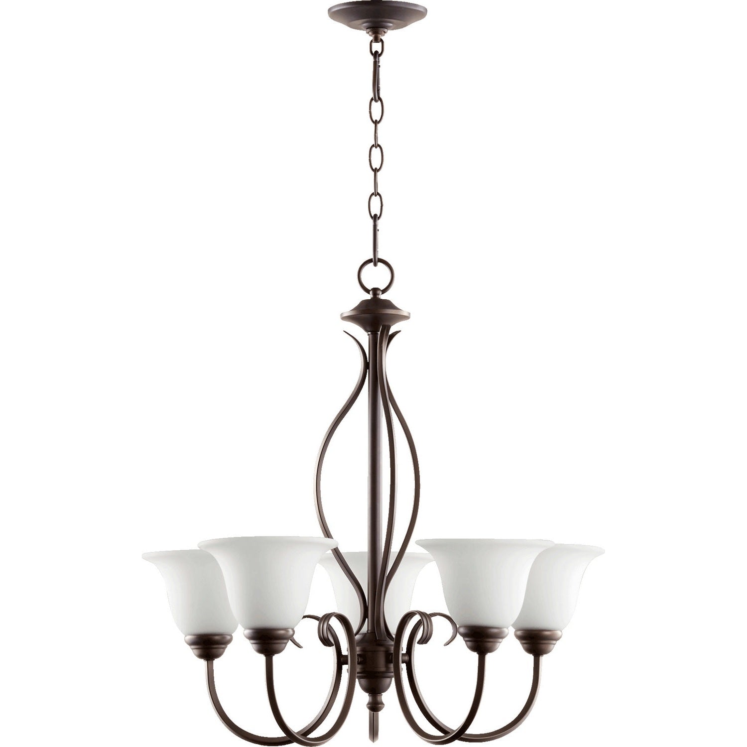 Quorum - 6010-5-186 - Five Light Chandelier - Spencer - Oiled Bronze w/ Satin Opal