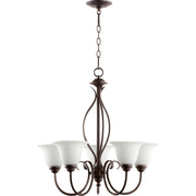 Quorum - 6010-5-186 - Five Light Chandelier - Spencer - Oiled Bronze w/ Satin Opal