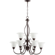 Quorum - 6010-9-186 - Nine Light Chandelier - Spencer - Oiled Bronze w/ Satin Opal