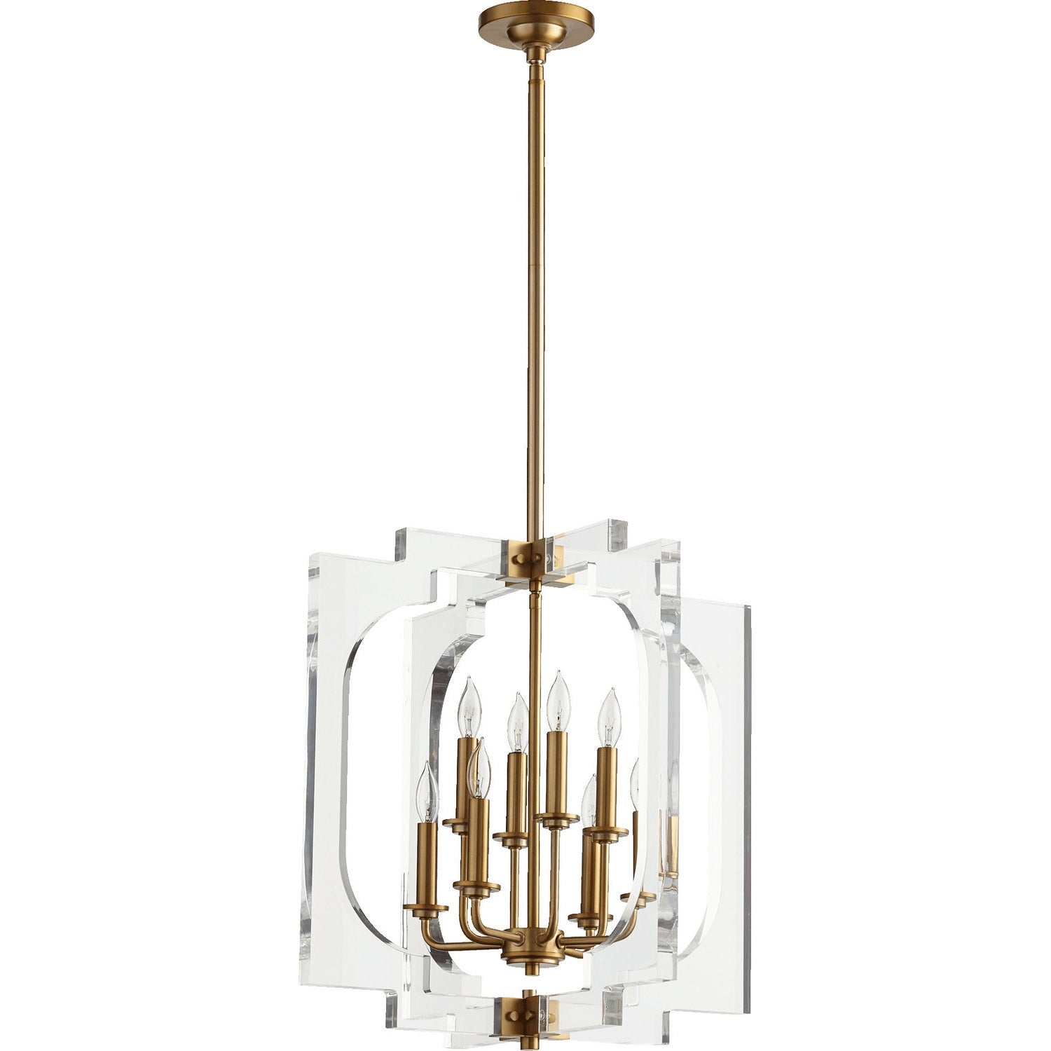 Quorum - 605-8-80 - Eight Light Pendant - Broadway - Aged Brass