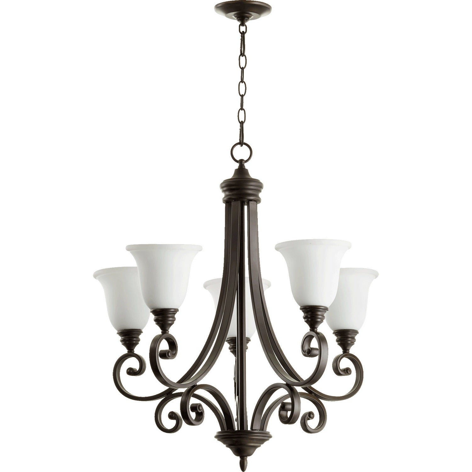 Quorum - 6154-5-186 - Five Light Chandelier - Bryant - Oiled Bronze w/ Satin Opal