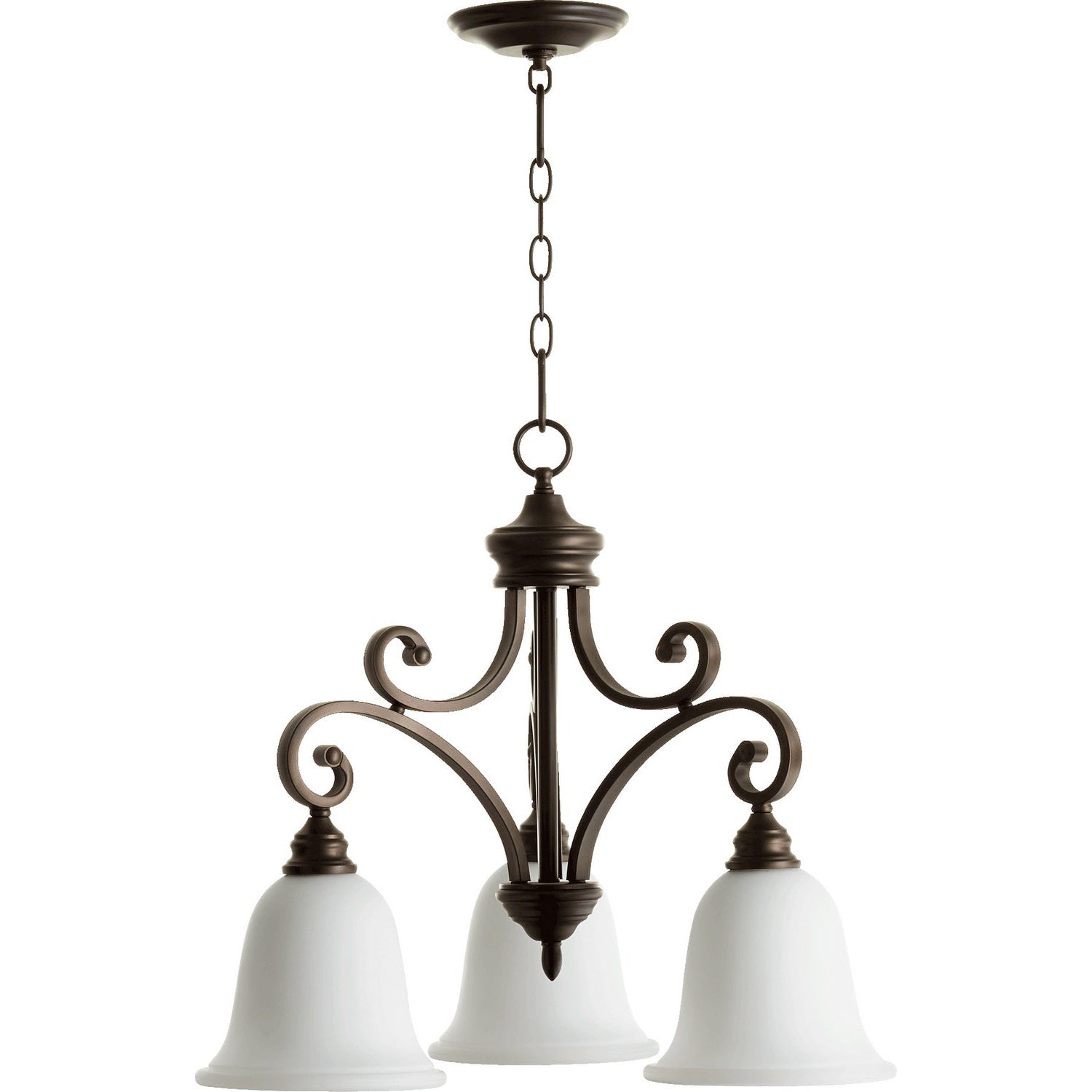 Quorum - 6354-3-186 - Three Light Chandelier - Bryant - Oiled Bronze w/ Satin Opal