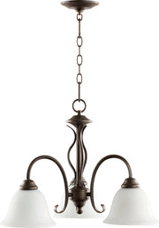 Quorum - 6410-3-186 - Three Light Chandelier - Spencer - Oiled Bronze w/ Satin Opal