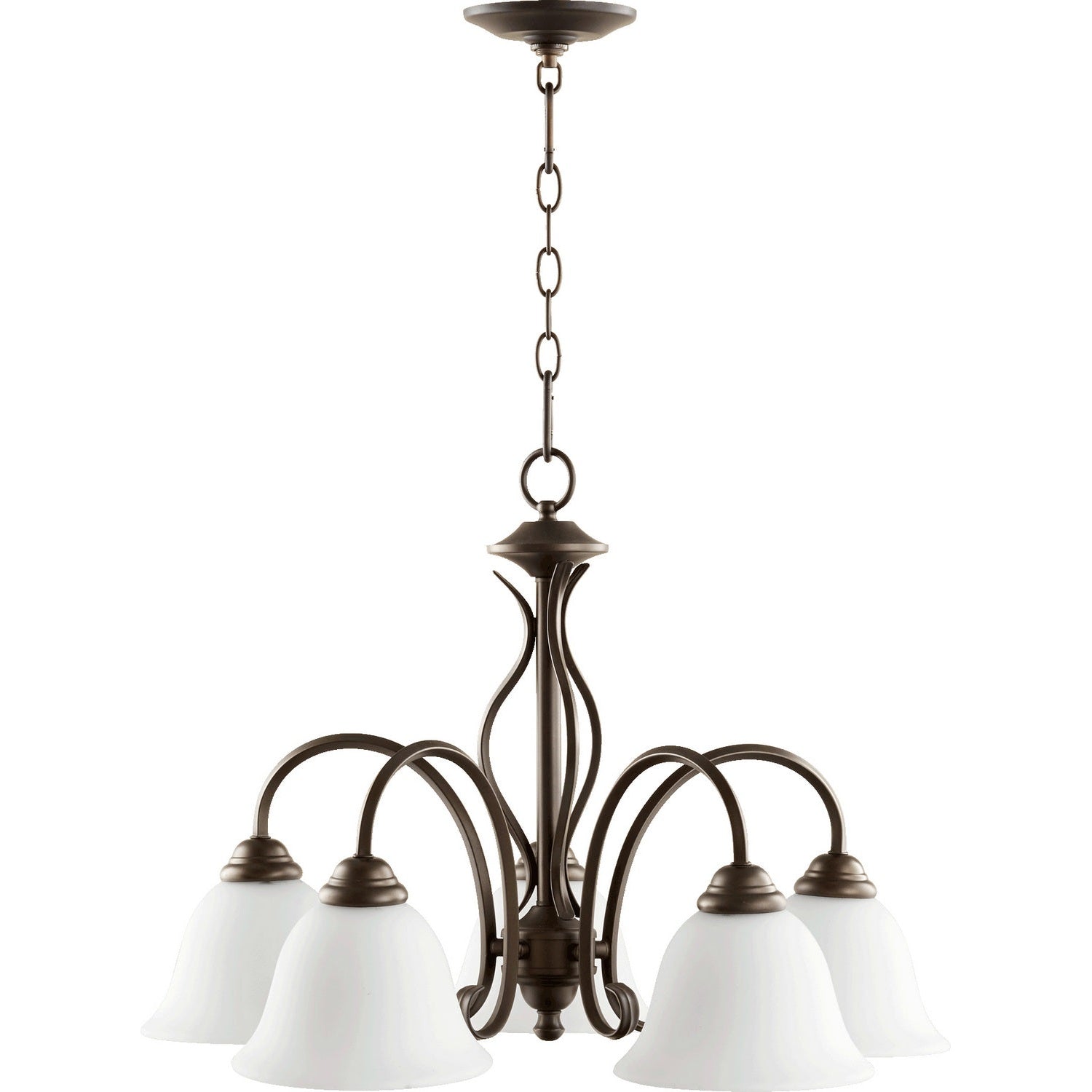 Quorum - 6410-5-186 - Five Light Chandelier - Spencer - Oiled Bronze w/ Satin Opal