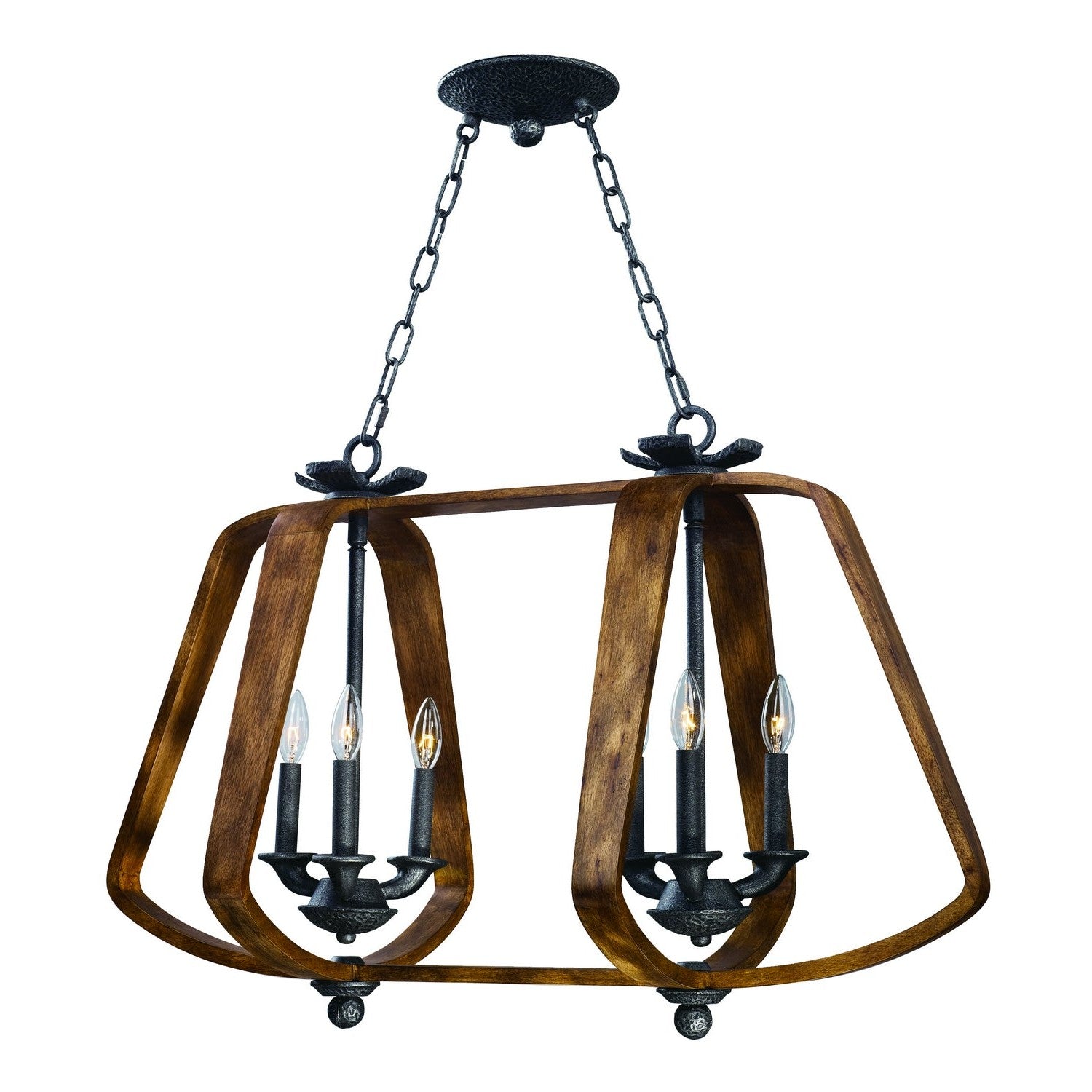 Maxim - 20927BWIO - Six Light Chandelier - Road House - Barn Wood / Iron Ore