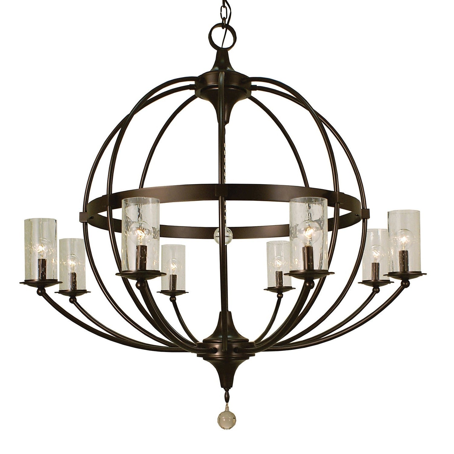 Framburg - 1078 MB/F - Eight Light Foyer Chandelier - Compass - Mahogany Bronze w/Frosted Glass