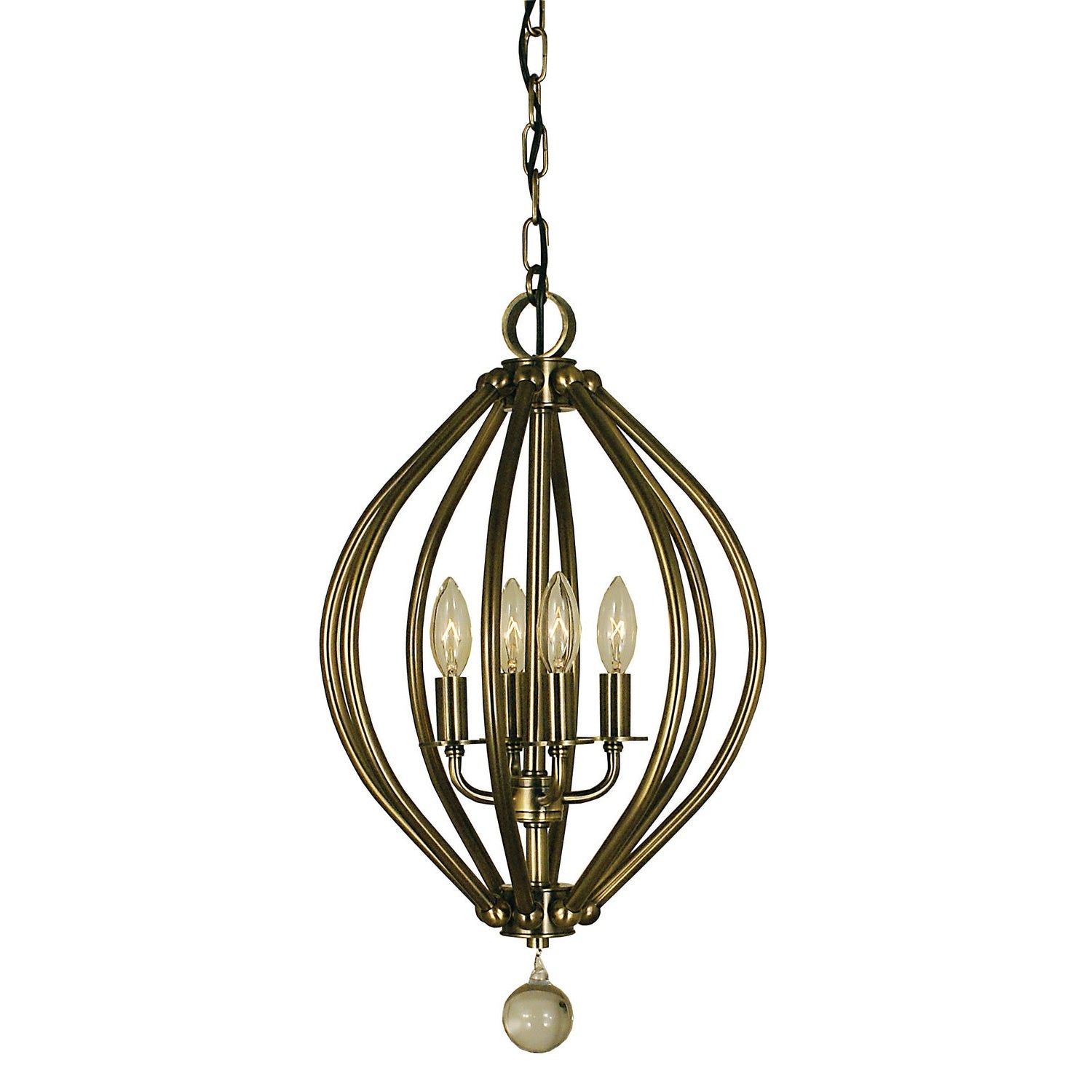 Framburg - 4344 AB - Four Light Chandelier - Dewdrop - Antique Brass