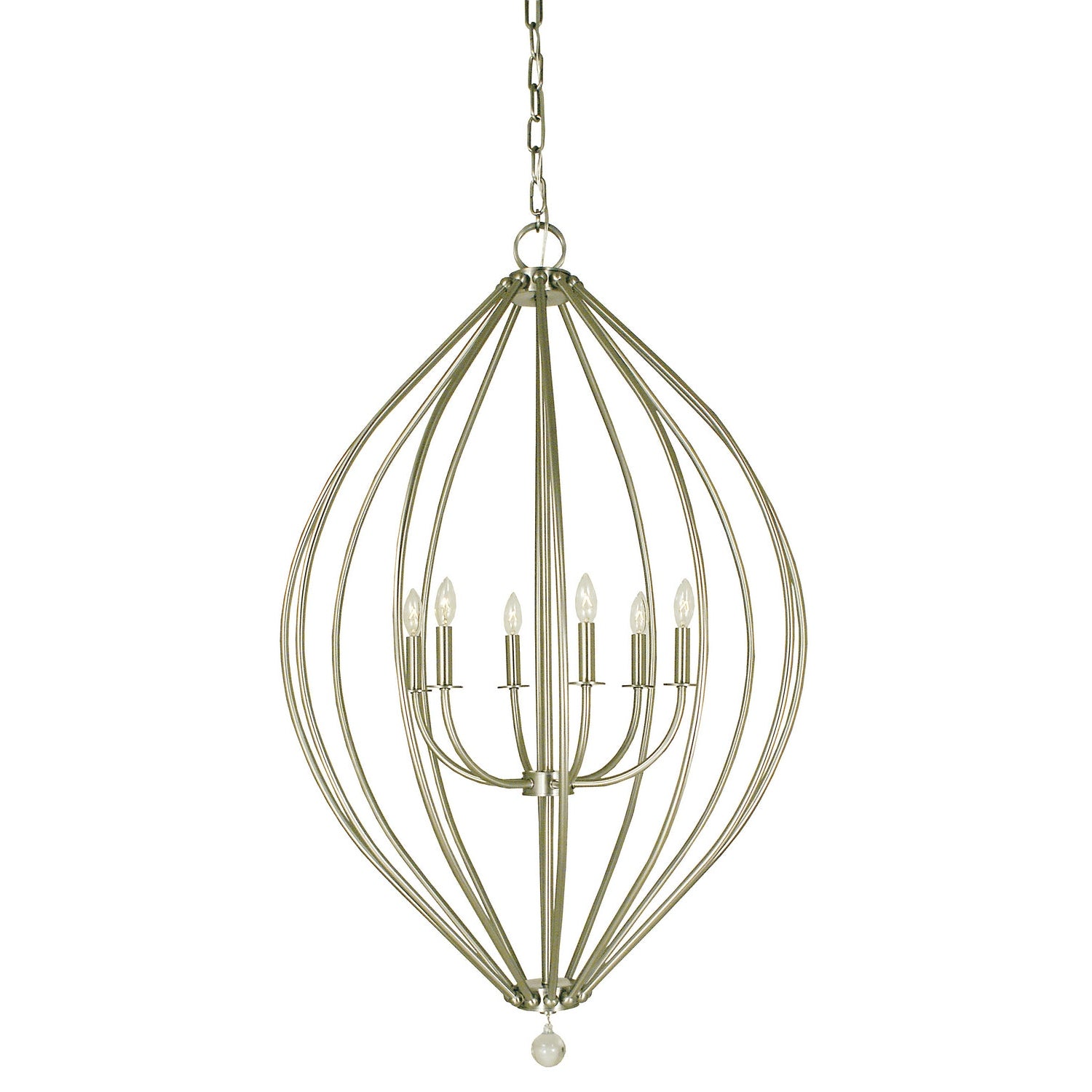 Framburg - 4346 BN - Six Light Foyer Chandelier - Dewdrop - Brushed Nickel