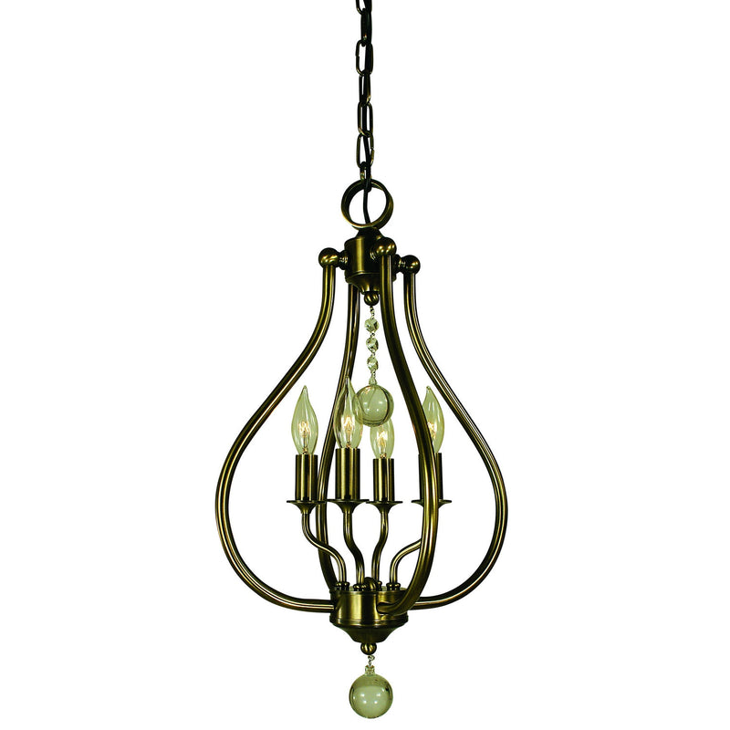 Framburg - 4444 AB - Four Light Pendant - Dewdrop - Antique Brass