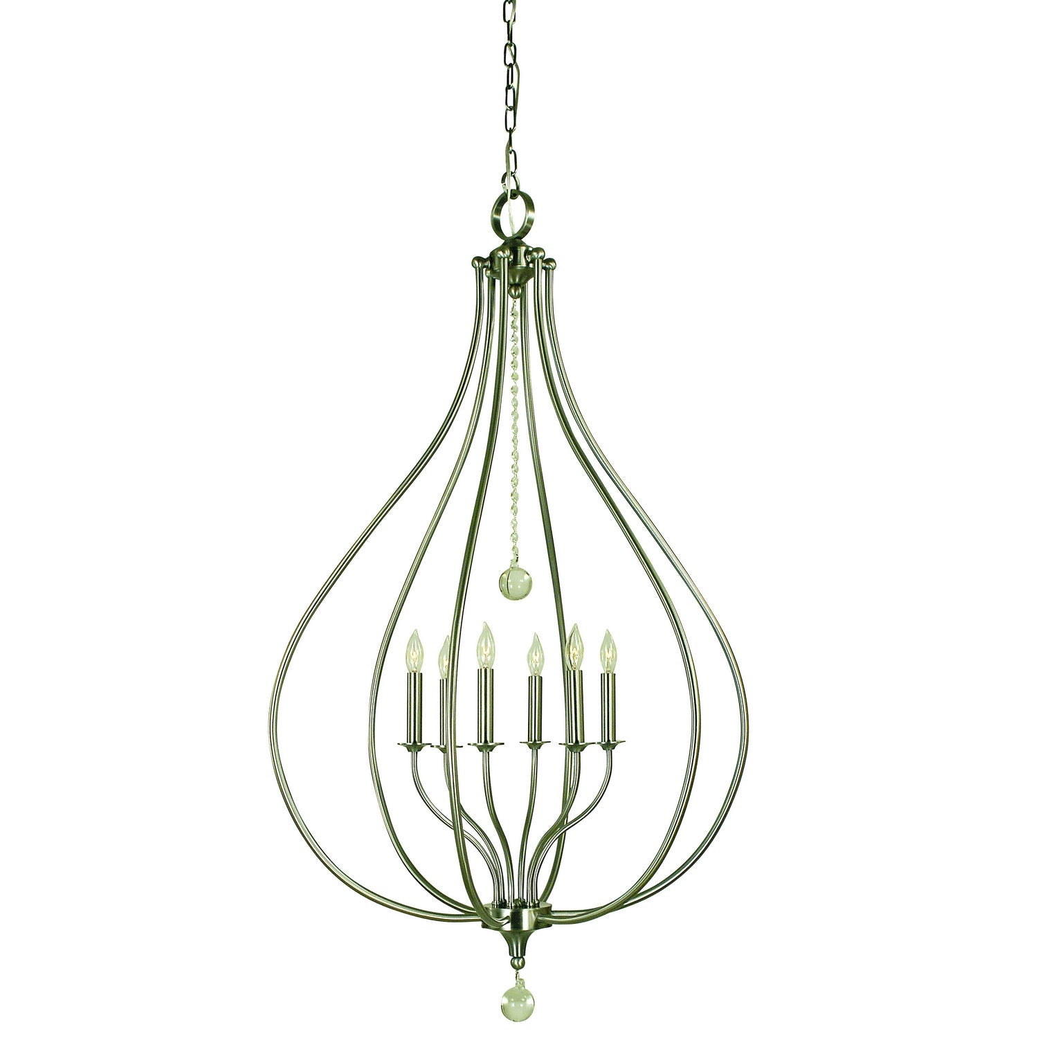 Framburg - 4446 BN - Six Light Pendant - Dewdrop - Brushed Nickel