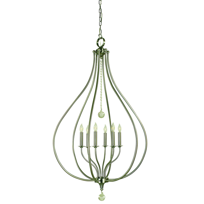Framburg - 4446 BN - Six Light Pendant - Dewdrop - Brushed Nickel