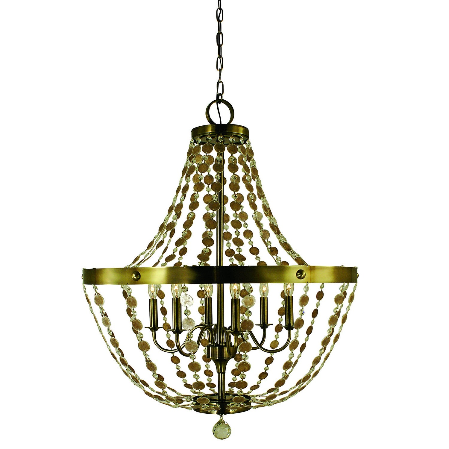 Framburg - 4486 AB - Six Light Foyer Chandelier - Naomi - Antique Brass