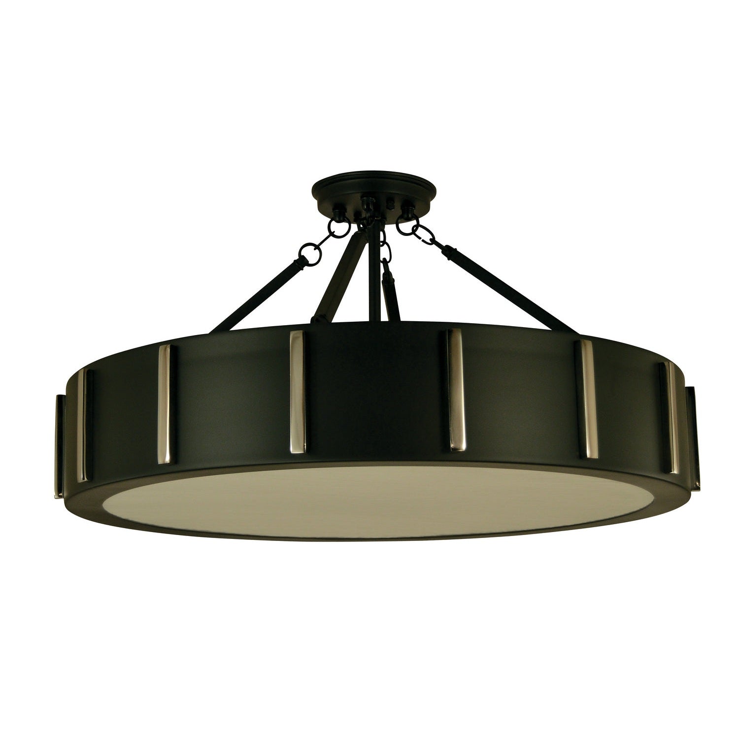 Framburg - 4596 MBLACK/PN - Four Light Flush / Semi-Flush Mount - Pantheon - Matte Black w/Polished Nickel