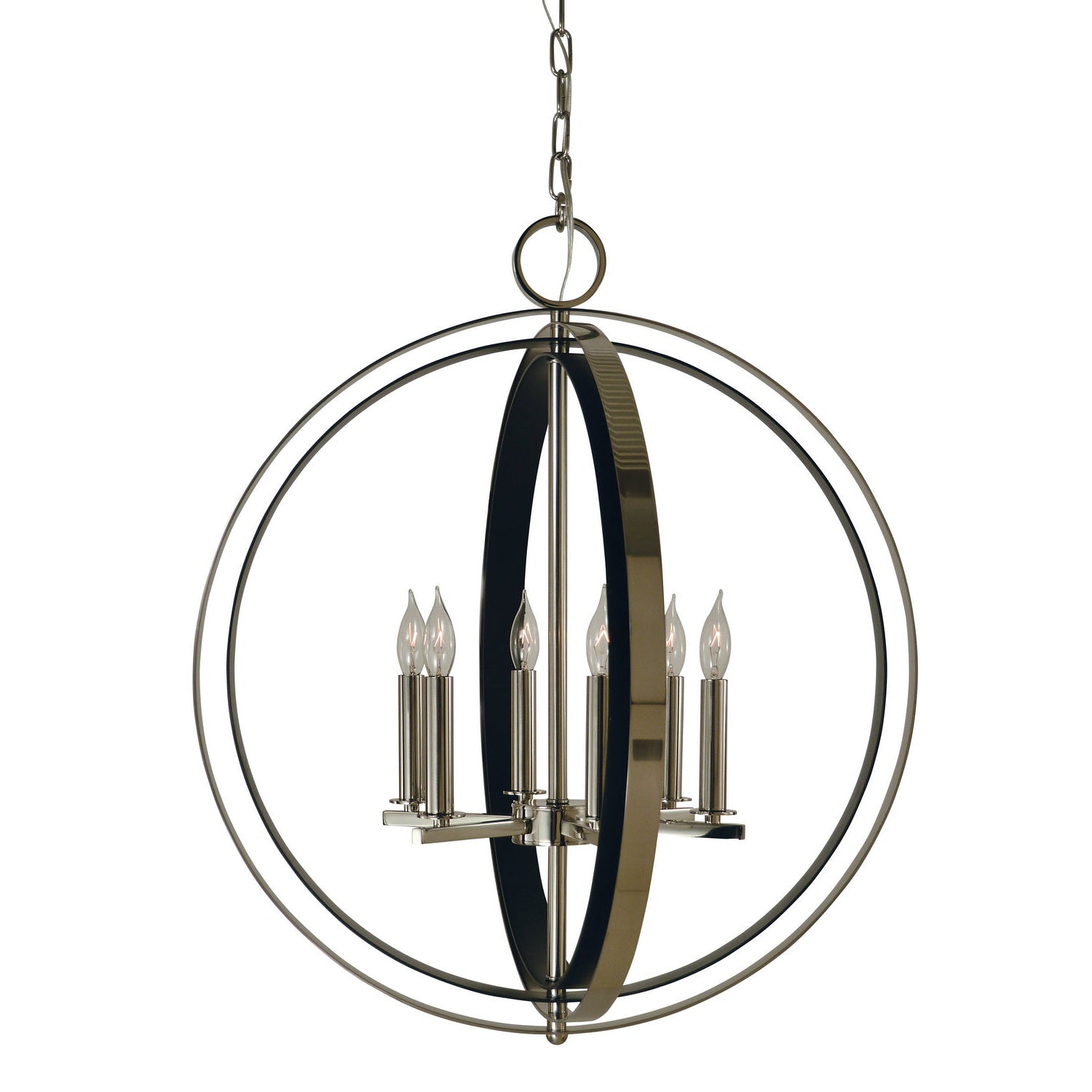 Framburg - 4655 PN/MBLACK - Six Light Chandelier - Constellation - Polished Nickel w/Matte Black