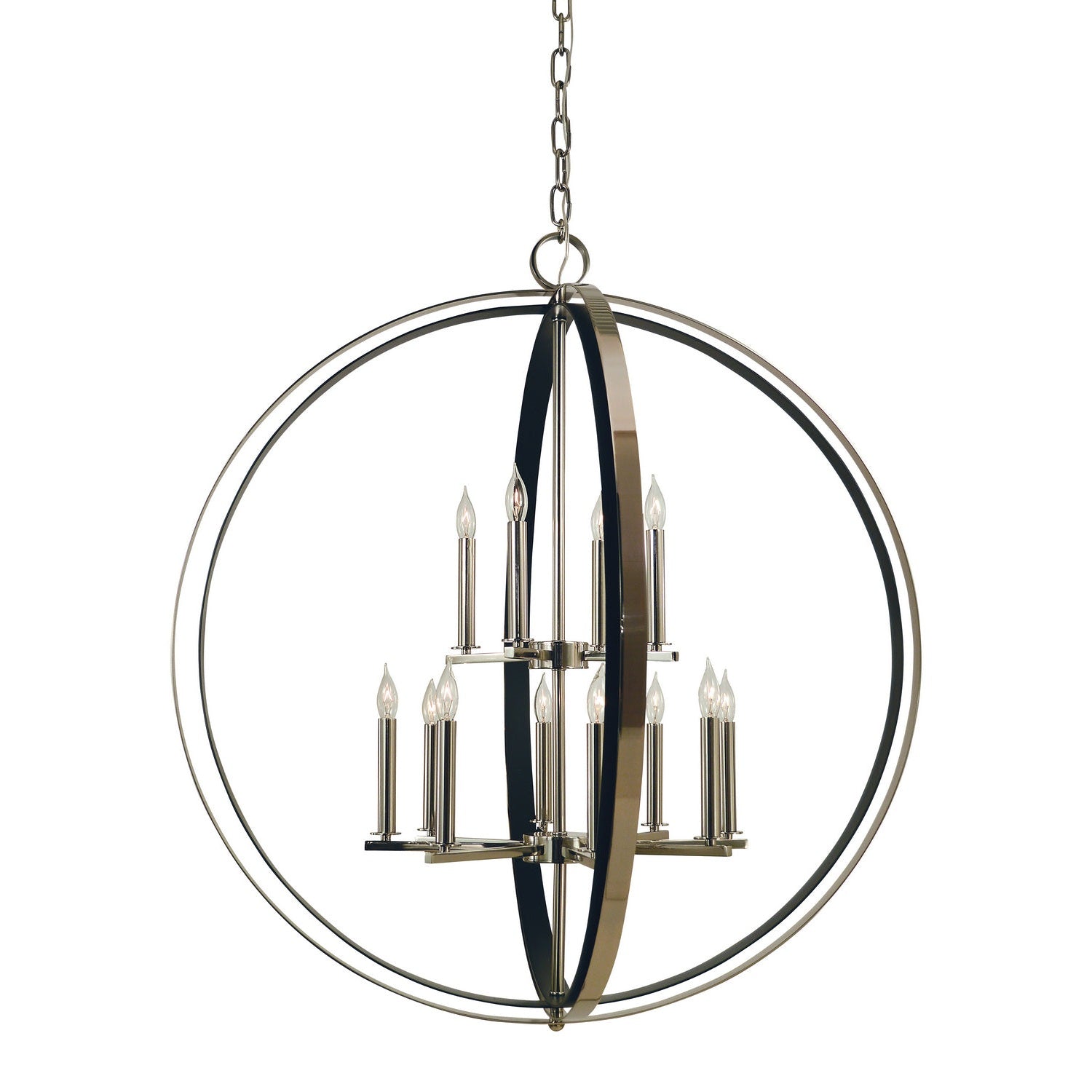 Framburg - 4658 PN/MBLACK - 12 Light Foyer Chandelier - Constellation - Polished Nickel w/Matte Black