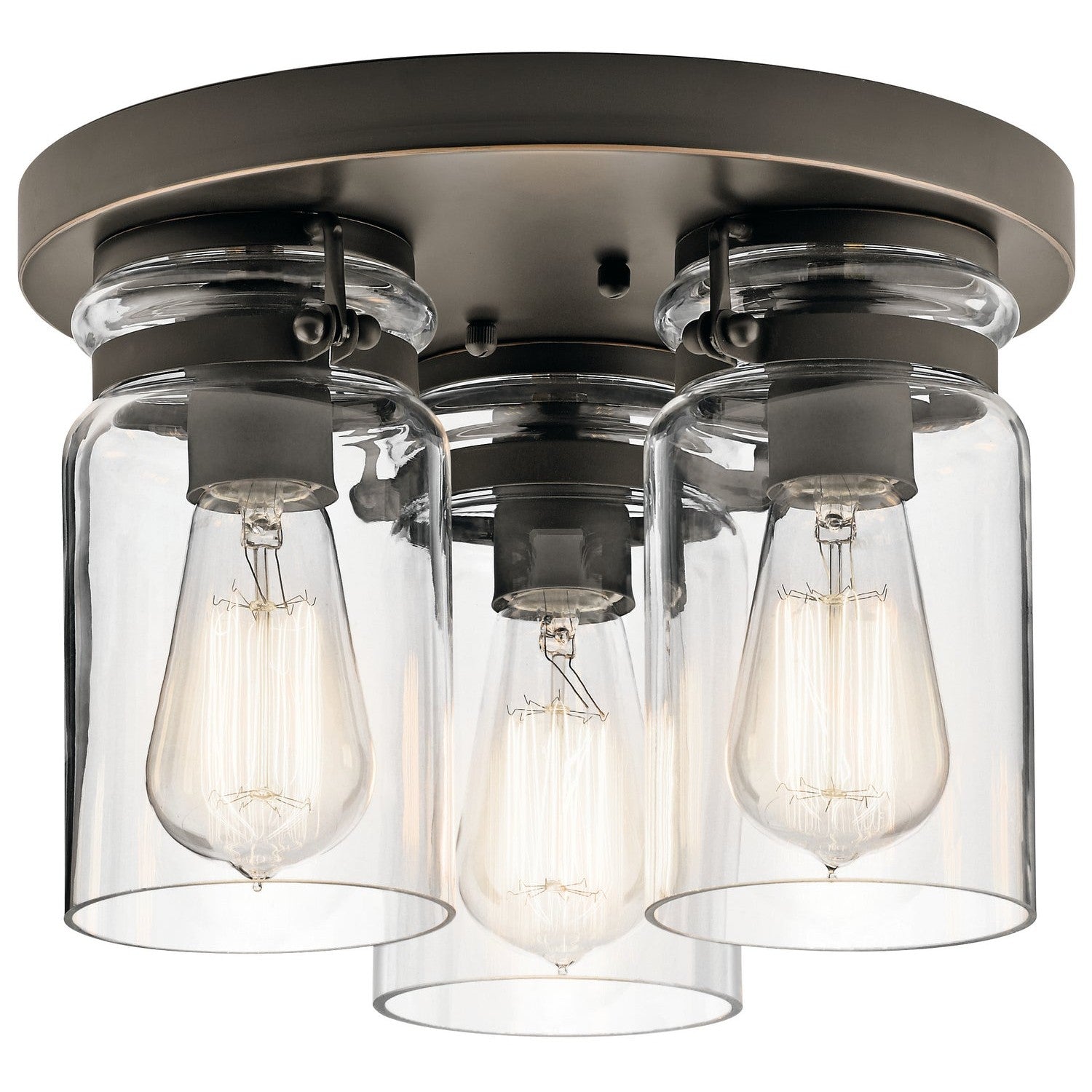 Kichler - 42891OZ - Three Light Flush Mount - Brinley - Olde Bronze