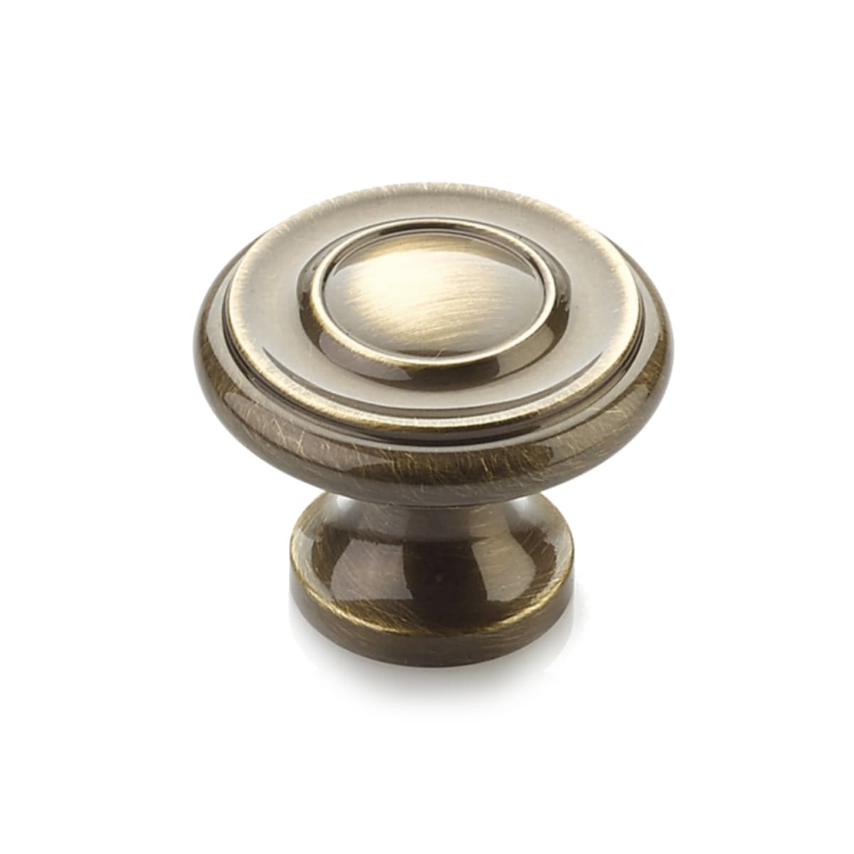 Schaub and Company - 703-AB - Baroque 1-1/4" Traditional Round Ringed Luxury Solid Brass Mushroom Cabinet Knob / Drawer Knob in Antique Brass