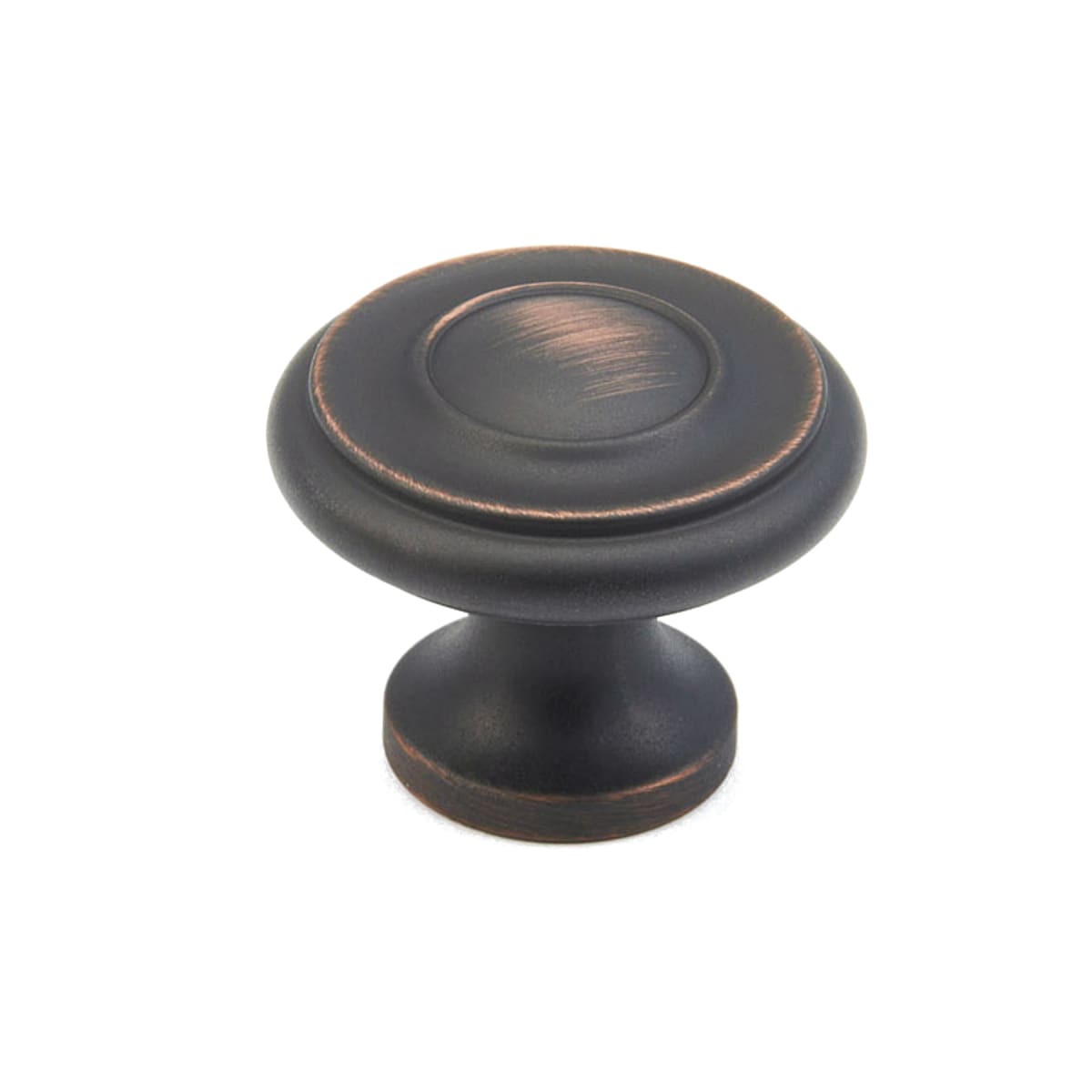 Schaub and Company - 703-MiBZ - Baroque 1-1/4" Traditional Round Ringed Luxury Solid Brass Mushroom Cabinet Knob / Drawer Knob in Michelangelo Bronze