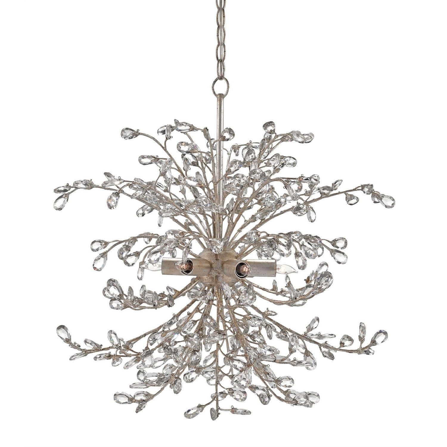 Currey and Company - 9439 - Six Light Chandelier - Tiara Chandelier - Silver Granello