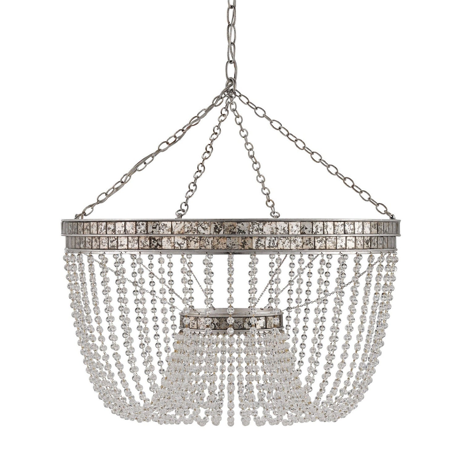 Currey and Company - 9685 - Eight Light Chandelier - Highbrow Chandelier - Contemporary Silver Leaf/Distressed Silver Leaf