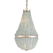 Currey and Company - 9966 - Three Light Chandelier - Platea Seaglass Chandelier - Contemporary Silver Leaf/Seaglass